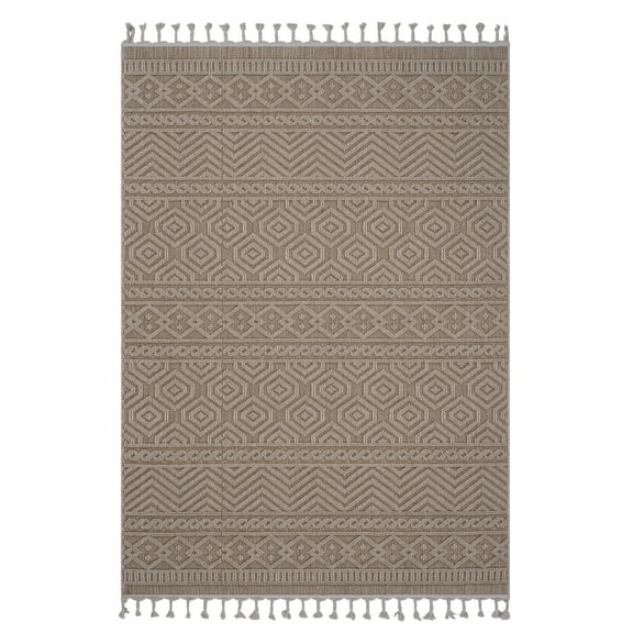 Area Rugs LOOM & LUXE Collection 5X7 Mocha /Geometric Indoor/Outdoor Area Rug,Runner Rugs