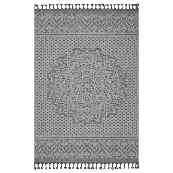 Area Rugs LOOM & LUXE Collection 6X9 Gray/White /Medallion Indoor/Outdoor Area Rug,Runner Rugs
