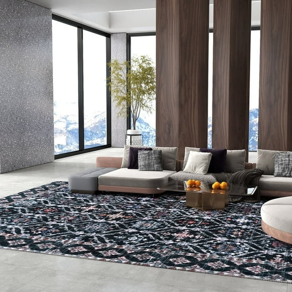 Area Rugs Large Dark Olive Green Area Rugs For Living Room Washable Area Rugs 5x7ft Living Room Boho Bedroom Mats Under Bed Soft Stain Resistant Non-Shedding Thin Carpet For Dining Room Apartment