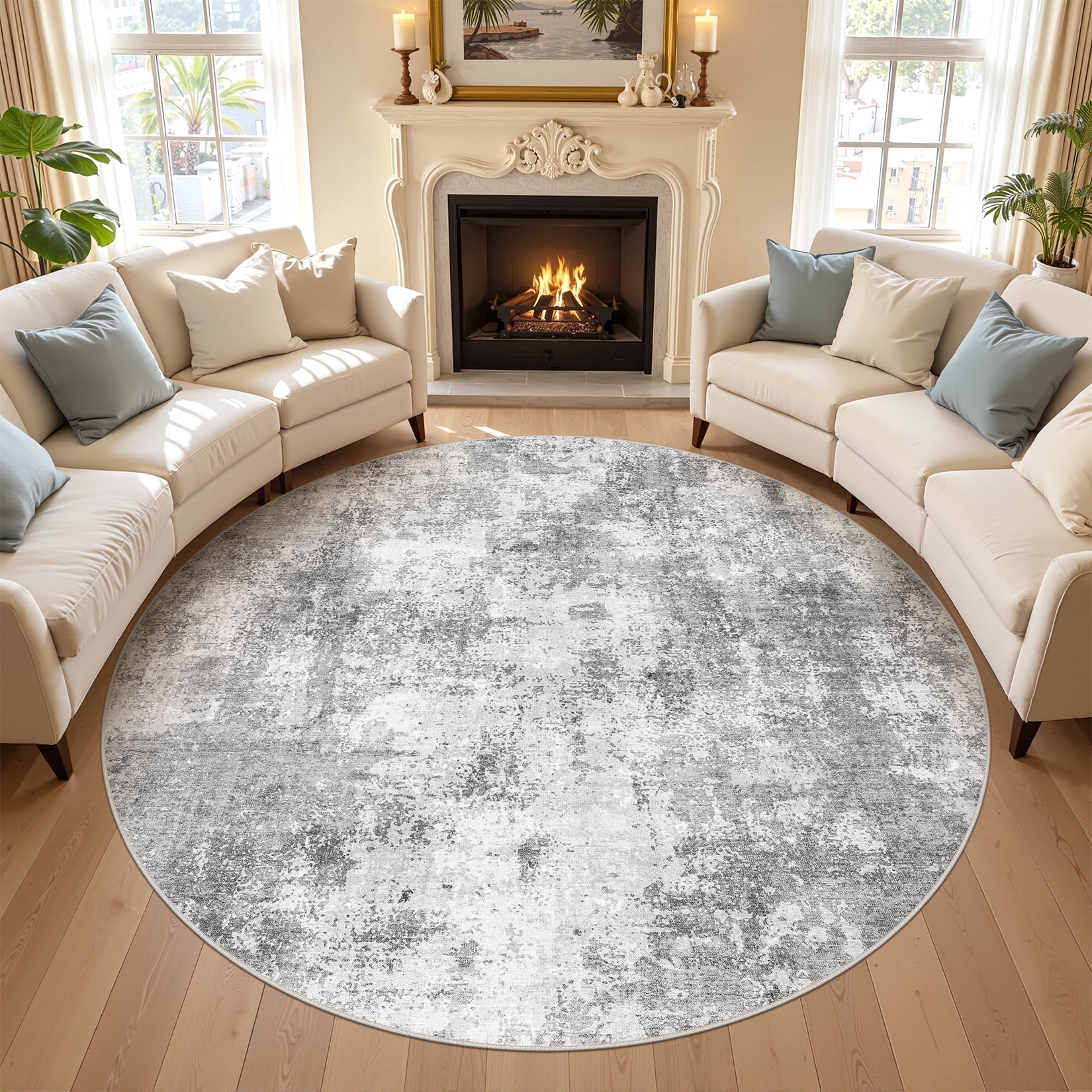 UERMEI Area Rugs for Living Room 10x10 Round Washable Rug Vintage ...