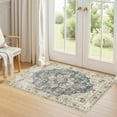 thumbnail image 1 of Uermei 3'x5' Washable Area Rug: Soft Non-Slip Indoor Floor Rug for Bedroom, Office, Dining Room, Entryway, Stain-Resistant Door Mat Throw Carpet for Laundry Foyer - Blue Golden, 1 of 12