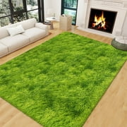 Kentaly Shaggy Area Rugs for Living Room, 3x5ft Fluffy Area Rug for Bedroom, Indoor Floor Rug for Kids Girls Boys Home Decor Aesthetic, Upgrade Anti-Skid Durable Carpet(Green)