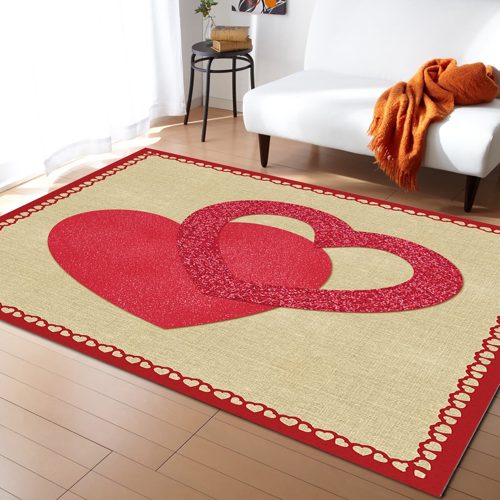 Area Rugs for Living Room, 4'x6' Throw Valentine's Day Loving Heart ...