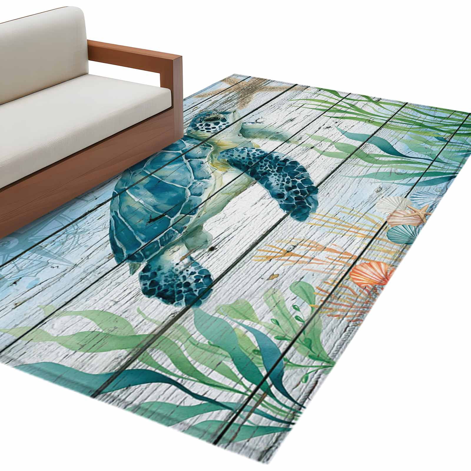 Area Rugs for Living Room 4x6 Ft, Coastal Turtle Non Slip Area Rugs for ...