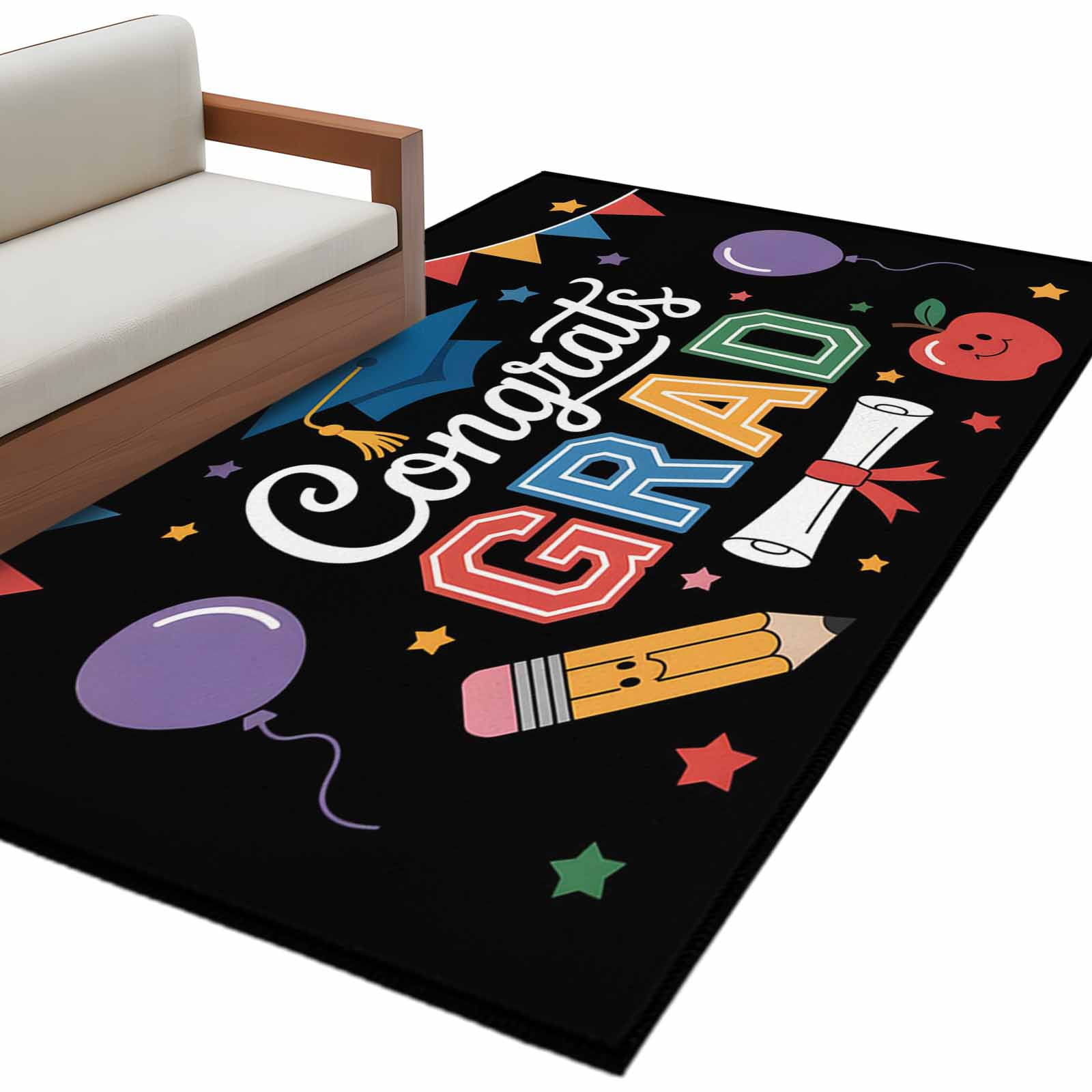 Area Rugs for Living Room 4x6 Ft, Colorful Graduation Non Slip Area ...