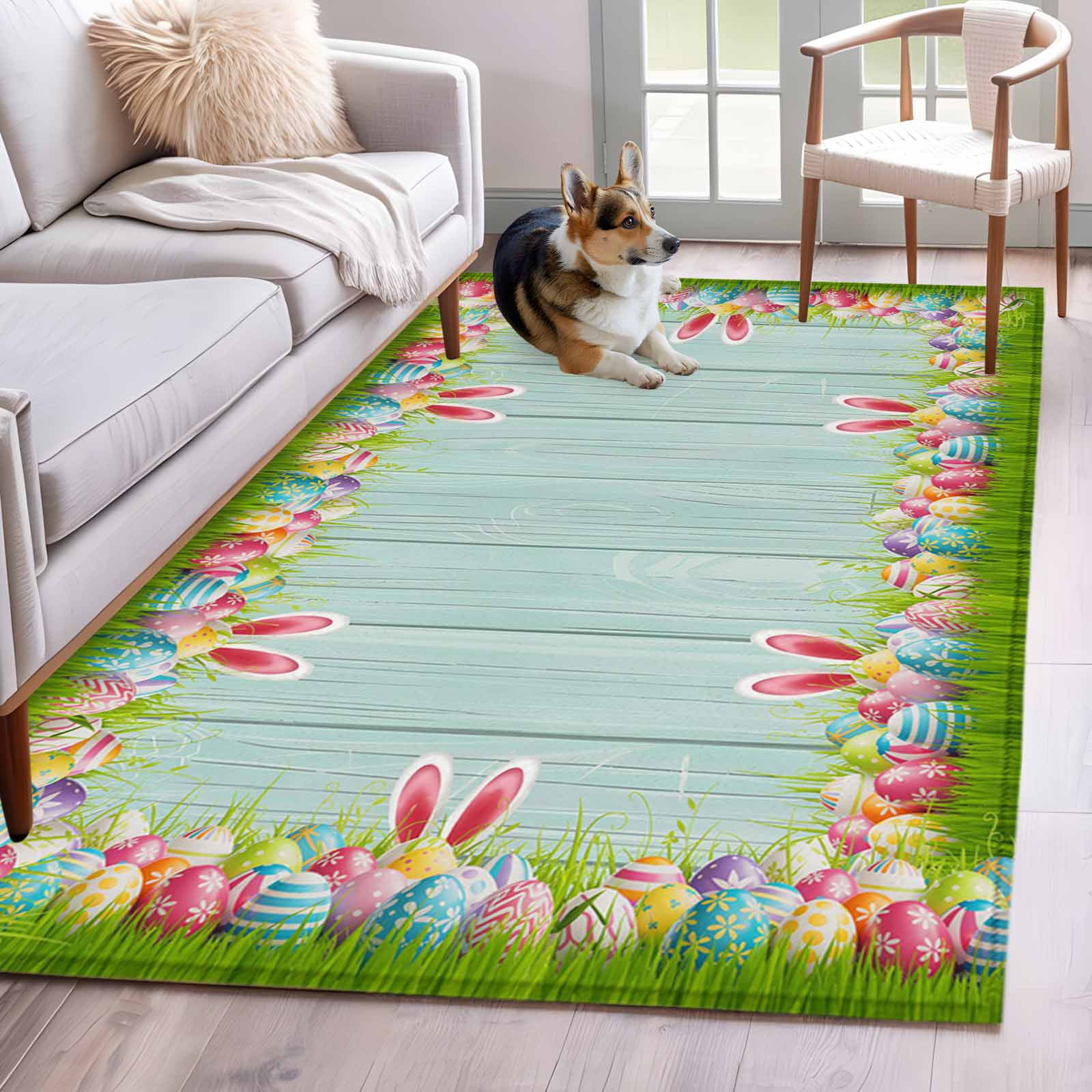 Area Rugs for Living Room 4x6 Ft, Easter Non Slip Area Rugs for Kitchen ...