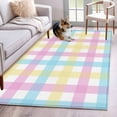 thumbnail image 1 of Area Rugs for Living Room 4x6 Ft, Easter Plaid Non Slip Area Rugs for Kitchen Bedroom Entryway, Spring Buffalo Plaid Simple Colorful Washable Carpet Runner Rug Floor Mats for Bedroom Home Decor, 1 of 8