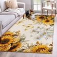 thumbnail image 1 of Area Rugs for Living Room 4x6 Ft, Farmhouse Sunflower Non Slip Area Rugs for Kitchen Bedroom Entryway, Vintage Daisy Butterflies Rustic Burlap Washable Carpet Runner Rug Floor Mats for Bedroom, 1 of 8