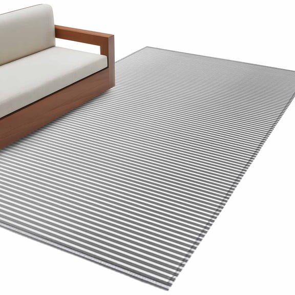 Area Rugs for Living Room 4x6 Ft, Gray Striped Non Slip Area Rugs for Kitchen Bedroom Entryway, Modern Minimalist Vertical Stripes Lines Washable Carpet Runner Rug Floor Mats for Bedroom Home Decor