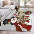 thumbnail image 1 of Area Rugs for Living Room 4x6 Ft, Grey Christmas Non Slip Area Rugs for Kitchen Bedroom Entryway, Snowman Gifts Xmas Snowflake Winter Washable Carpet Runner Rug Floor Mats for Bedroom Home Decor, 1 of 9