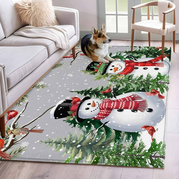 Area Rugs for Living Room 4x6 Ft, Grey Snowman Christmas Non Slip Area ...
