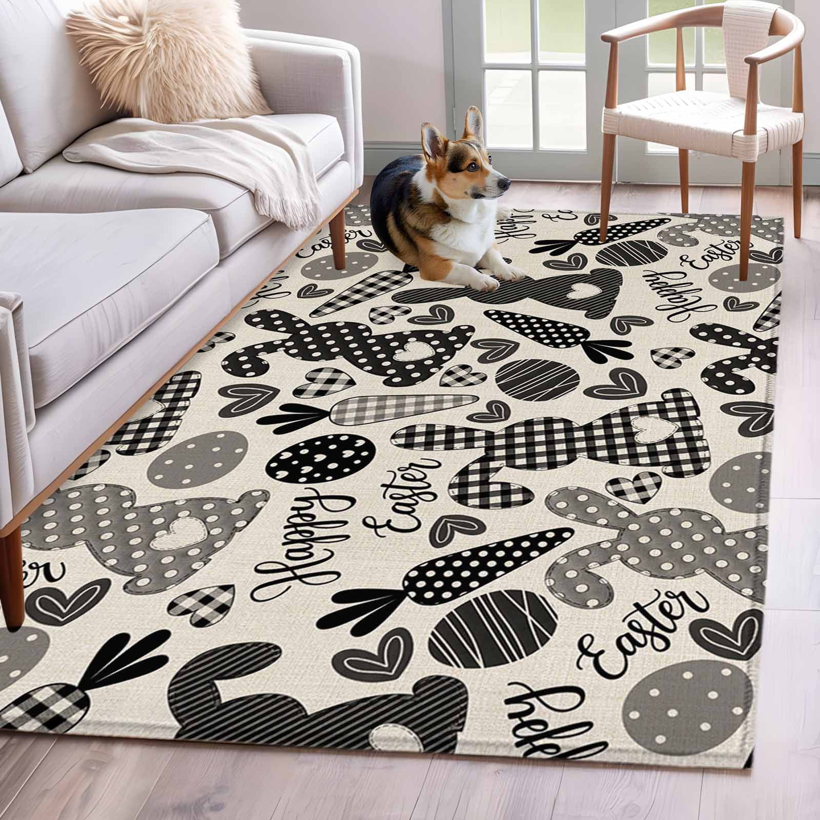 Happy Easter Rug Area Rugs for Living Room 4x6 Ft, Happy Easter Non Slip Area Rugs for ...