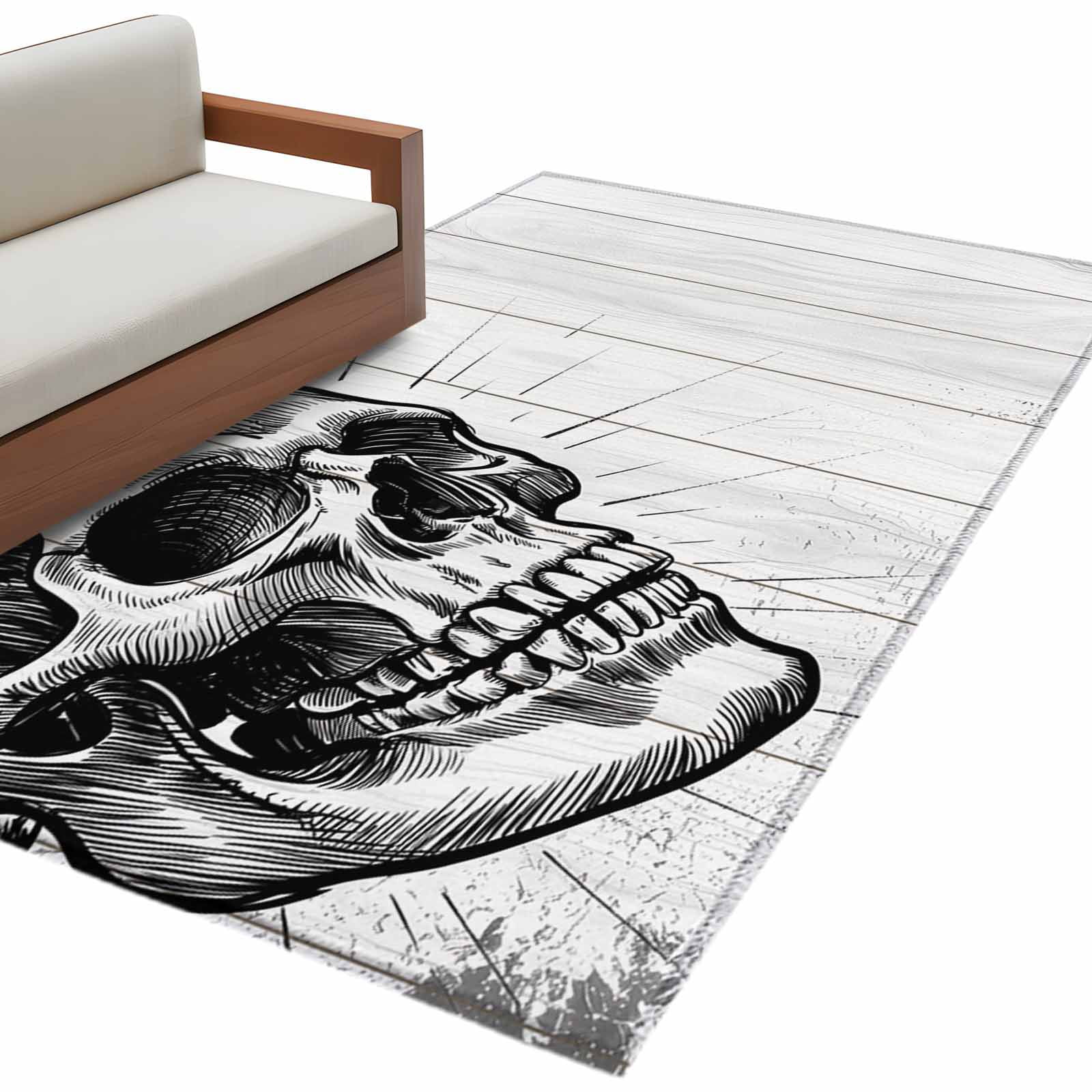 Area Rugs for Living Room 4x6 Ft, Horror Skull Non Slip Area Rugs for ...