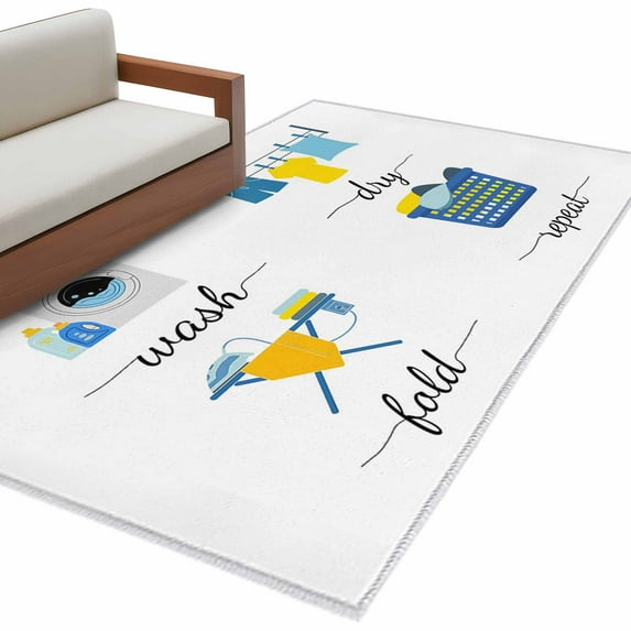 Area Rugs for Living Room 4x6 Ft, Modern Minimalist Non Slip Area Rugs for Kitchen Bedroom Entryway, Cartoon Laundry Room Washing Machine Washable Carpet Runner Rug Floor Mats for Bedroom Home Decor