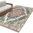 thumbnail image 1 of Area Rugs for Living Room 4x6 Ft, Orange Green Boho Non Slip Area Rugs for Kitchen Bedroom Entryway, Medieval Vintage Ethnic Floral Abstract Washable Carpet Runner Rug Floor Mats for Bedroom, 1 of 9