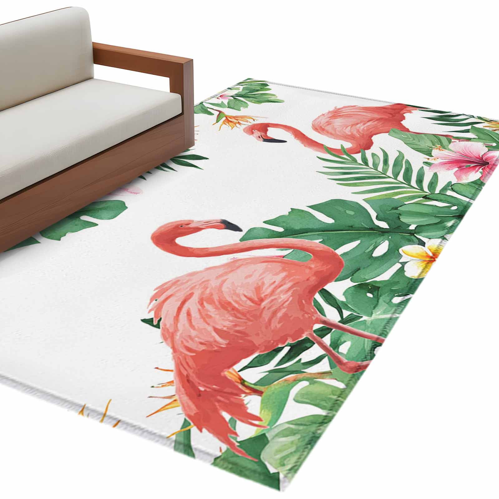 Area Rugs for Living Room 4x6 Ft, Pink Flamingo Birds Non Slip Area ...