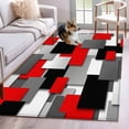 thumbnail image 1 of Area Rugs for Living Room 4x6 Ft, Red Black Geometric Non Slip Area Rugs for Kitchen Bedroom Entryway, Modern Abstract Art Block Washable Carpet Runner Rug Floor Mats for Bedroom Home Decor, 1 of 8