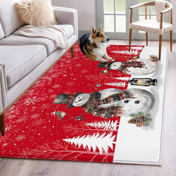 Area Rugs for Living Room 4x6 Ft, Red Christmas Non Slip Area Rugs for ...