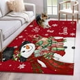 thumbnail image 1 of Area Rugs for Living Room 4x6 Ft, Red Snowman Christmas Non Slip Area Rugs for Kitchen Bedroom Entryway, Xmas Snowflake Gifts Winter Washable Carpet Runner Rug Floor Mats for Bedroom Home Decor, 1 of 9