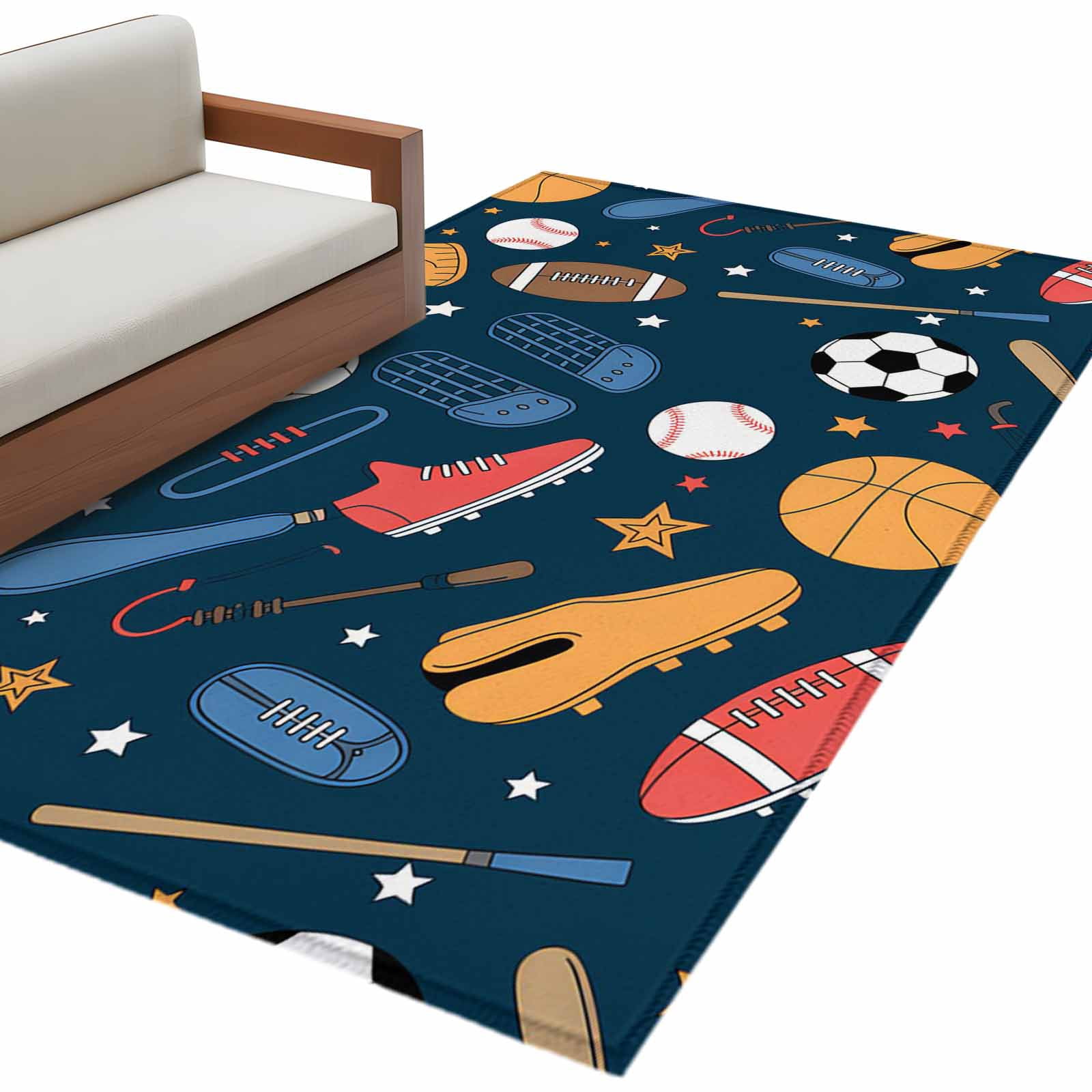 Softball Rug Area Rugs for Living Room 4x6 Ft, Sports Theme Non Slip Area Rugs for ...