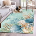 thumbnail image 1 of Area Rugs for Living Room 4x6 Ft, Teal Beach Coastal Non Slip Area Rugs for Kitchen Bedroom Entryway, Summer Nautical Coral Shell Botanical Washable Carpet Runner Rug Floor Mats for Bedroom, 1 of 8