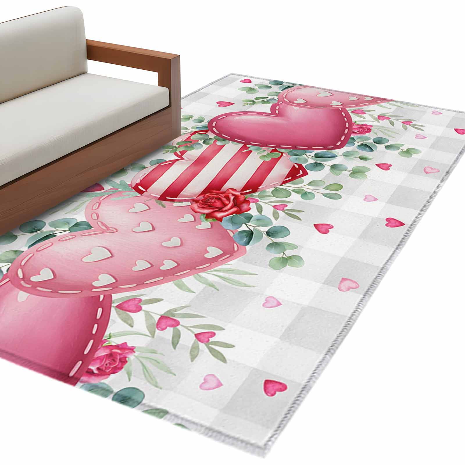 Area Rugs for Living Room 4x6 Ft, Valentine's Day Non Slip Area Rugs ...