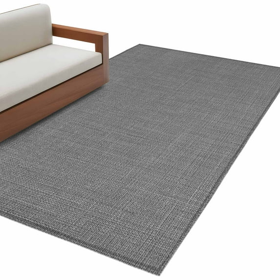 Area Rugs for Living Room 4x6 Ft, Vintage Dark Gray Non Slip Area Rugs for Kitchen Bedroom Entryway, Farmhouse Retro Solid Color Linen Texture Washable Carpet Runner Rug Floor Mats for Bedroom