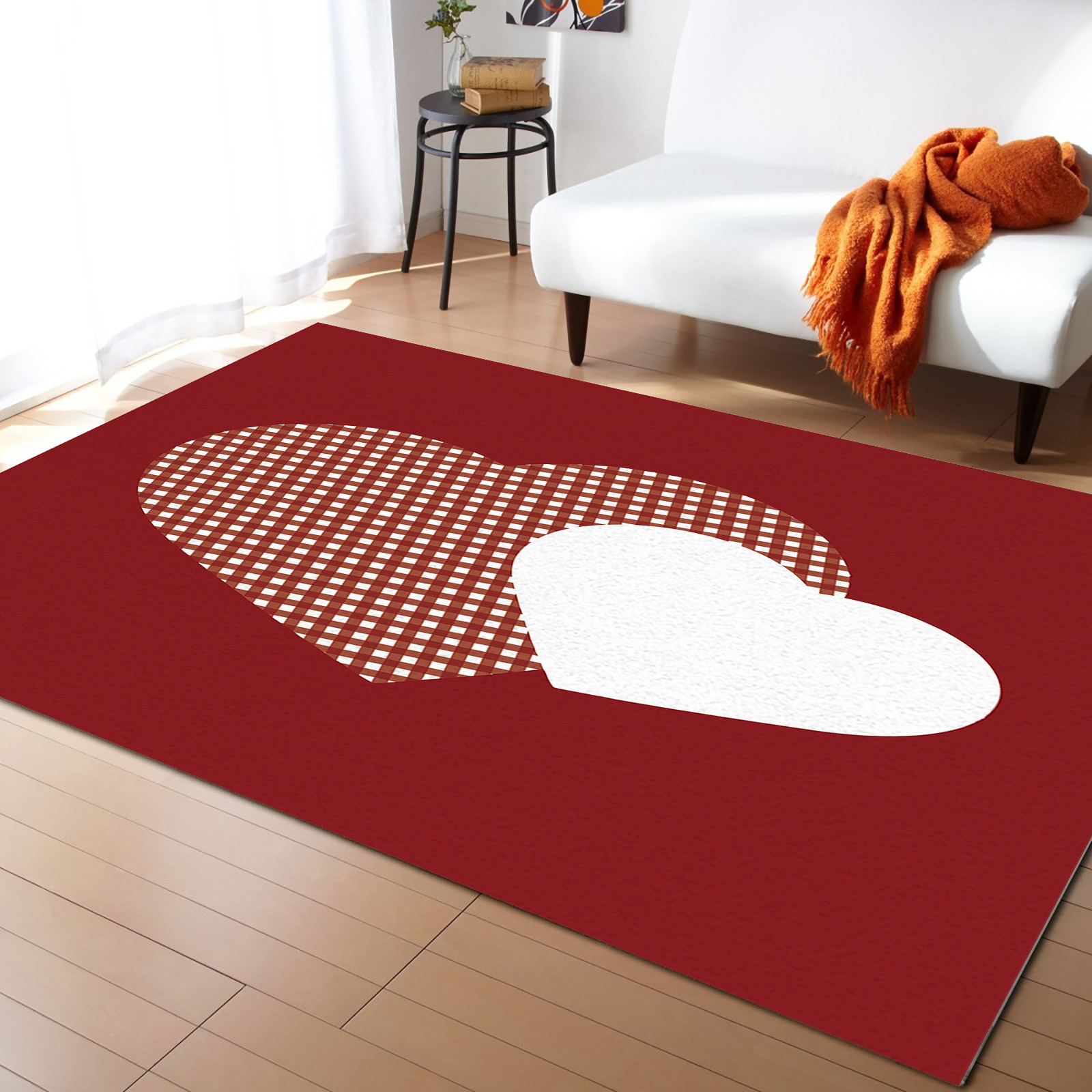 Area Rugs for Living Room, 5'x8' Large Valentine's Day Loving Heart Red
