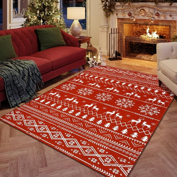 Area Rugs for Living Room 4'x6', Yamaziot Washable Rug, Vintage Carpet with Rubber Backing, Non Slip Soft Bedroom Floor Mat