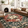 thumbnail image 1 of Area Rugs for Living Room 6'x9', Yamaziot Washable Rug, Vintage Distressed Medallion Carpet with Rubber Backing, Non Slip Soft Floor Mat for Bedroom, Green Brown, 1 of 9