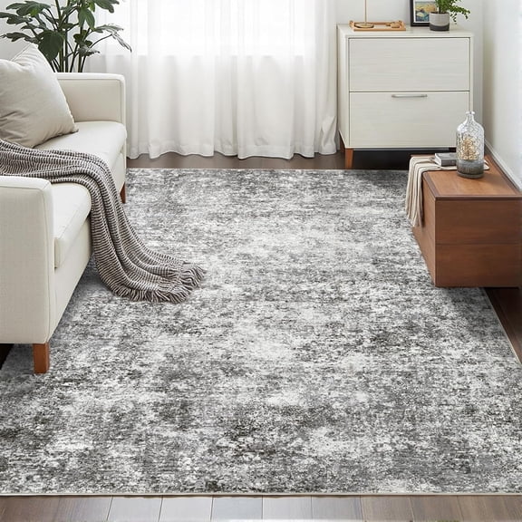 Area Rugs for Living Room: 6x9 Washable Neutral Abstract Rug for Bedroom Large Soft Modern Dining Room Rugs Indoor Floor Low Pile Carpet for Home Office Nursery - Grey