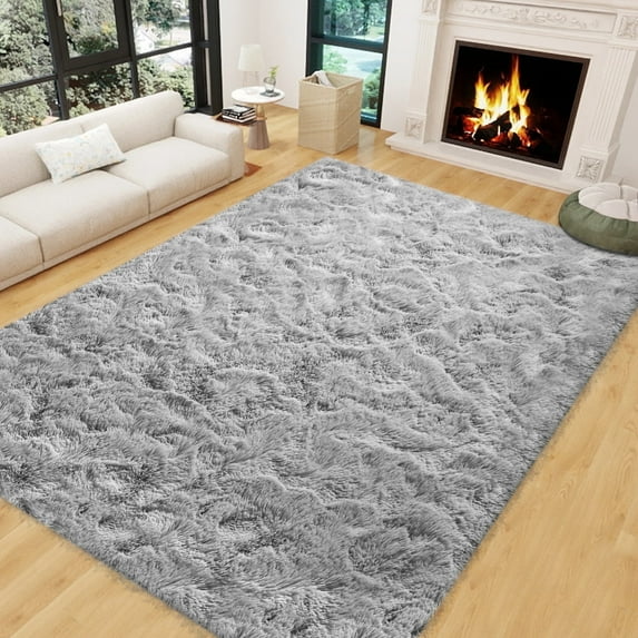 Kentaly Shaggy Area Rugs for Living Room, 6x9ft Fluffy Area Rug for Bedroom, Indoor Floor Rug for Kids Girls Boys Home Decor Aesthetic, Upgrade Anti-Skid Durable Carpet(Gray)