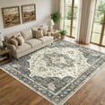 thumbnail image 1 of Uermei 8'x10' Area Rug for Living Room, Vintage Washable Area Rugs for Bedroom Dining Room Home Decor, 8ft x 10ft Retro Traditional Distressed Rugs, Non-Slip Carpet, Low Pile, Beige Blue, 1 of 12