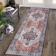 thumbnail image 1 of Area Rugs for Living Room 2x6 Bedroom Rug Machine Washable Vintage Rug Boho Floral Distressed Rug Anti-Slip Low Pile Non-Shedding Throw Carpet for Nursery Office Oriental Accent Rug Orange, 1 of 7