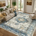 thumbnail image 1 of Uermei 9'x12' Large Area Rug for Living Room: Non-Slip Washable Stain Resistant Foldable Carpet for Bedroom Dining Room Office Home Decor - Blue Cream, 1 of 13