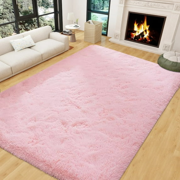 Kentaly Shaggy Area Rugs for Living Room, 9x12ft Fluffy Area Rug for Bedroom, Indoor Floor Rug for Kids Girls Boys Home Decor Aesthetic, Upgrade Anti-Skid Durable Carpet(Pink)
