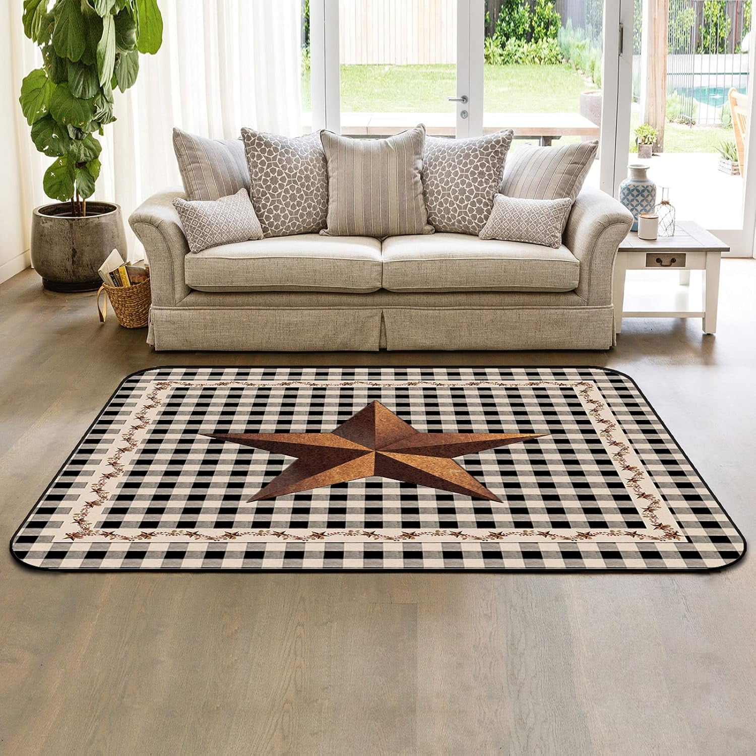 Area Rugs for Living Room Barn Star Texas Large Area Rug 2x3 Soft Non ...