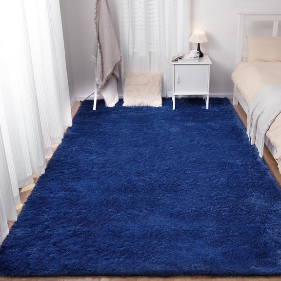 Cshidworld Area Rugs for Living Room Bedroom, 5x8 Ultra Soft Comfy Fluffy Thickened Memory-Foam Indoor Carpets, Modern Minimalist Carpet for Teen Adults Apartment Bedroom Home Decor, Blue