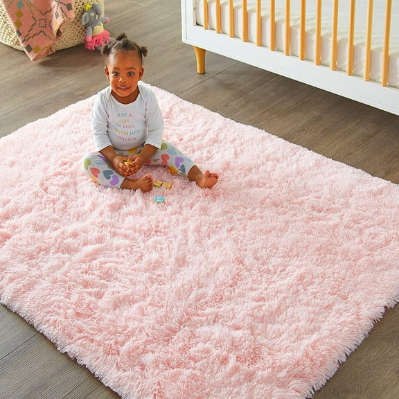 Cshidworld Area Rugs for Living Room Bedroom, 6x9 Ultra Soft Comfy Fluffy Thickened Memory-Foam Indoor Carpets, Modern Minimalist Carpet for Teen Adults Apartment Bedroom Home Decor, Pink