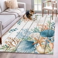 thumbnail image 1 of Area Rugs for Living Room Bedroom, Beach Coastal 4'x6' Rug Washable Carpet Runner Indoor Outdoor, Summer Nautical Coral Shell Botanical Vintage Non Slip Accent Floor Mats Rug for Kitchen, Office, 1 of 8