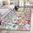 thumbnail image 1 of Area Rugs for Living Room Bedroom, Blue Purple Gnomes 4'x6' Rug Washable Carpet Runner Indoor Outdoor, Spring Hydrangea Flower Leaf Green Plaid Non Slip Accent Floor Mats Rug for Kitchen, Office, 1 of 8
