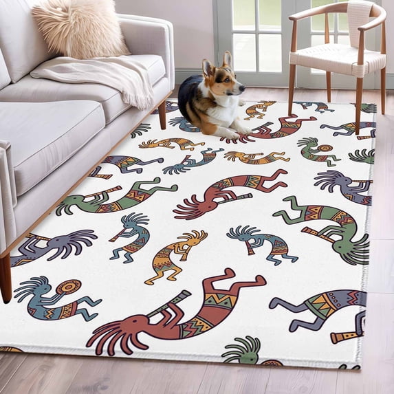 Area Rugs for Living Room Bedroom, Boho Western Colorful 4'x6' Rug Washable Carpet Runner Indoor Outdoor, Vintage Abstract Art Ethnic Tribe Non Slip Accent Floor Mats Rug for Kitchen, Office