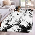 thumbnail image 1 of Area Rugs for Living Room Bedroom, Chinese Painting 4'x6' Rug Washable Carpet Runner Indoor Outdoor, Traditional Culture Cool Bird Tree Branch Non Slip Accent Floor Mats Rug for Kitchen, Office, 1 of 8