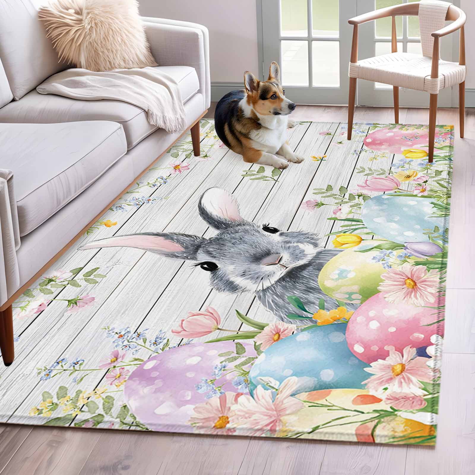 Easter Rug Design Area Rugs for Living Room Bedroom, Easter 4'x6' Rug Washable Carpet ...