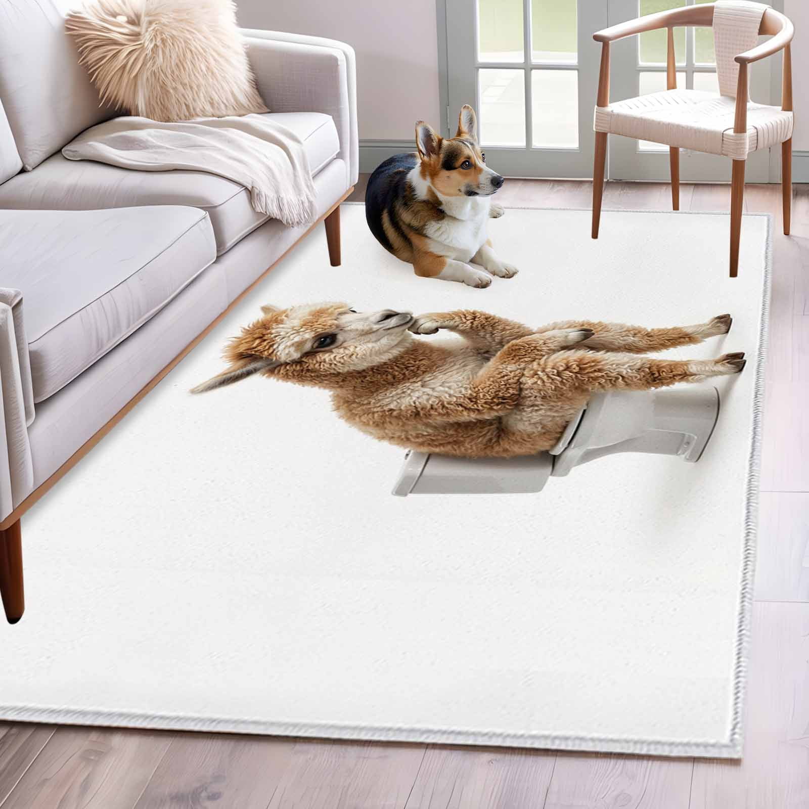 Area Rugs for Living Room Bedroom, Funny Alpacas 4'x6' Rug Washable ...