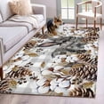 thumbnail image 1 of Area Rugs for Living Room Bedroom, Grey Rabbits 4'x6' Rug Washable Carpet Runner Indoor Outdoor, Pine Cones Brown Plants Grey Checkered Farmhouse Non Slip Accent Floor Mats Rug for Kitchen, Office, 1 of 8