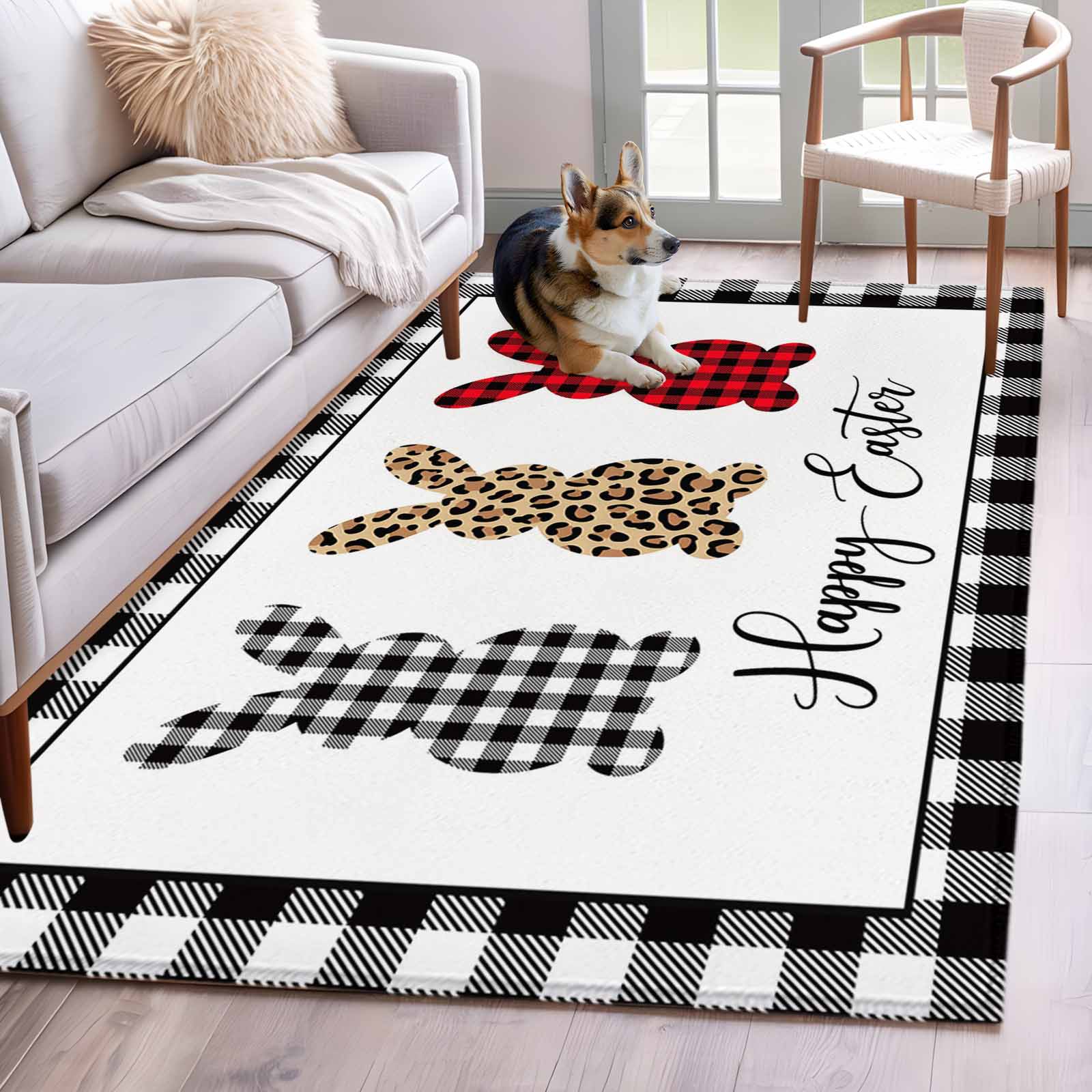 Happy Easter Rug Area Rugs for Living Room Bedroom, Happy Easter 4'x6' Rug Washable ...