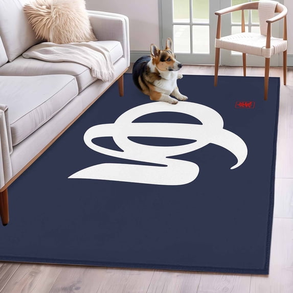 Area Rugs for Living Room Bedroom, Japanese Style 4'x6' Rug Washable Carpet Runner Indoor Outdoor, Vintage Minimalist Navy Blue Non Slip Accent Floor Mats Rug for Kitchen, Office