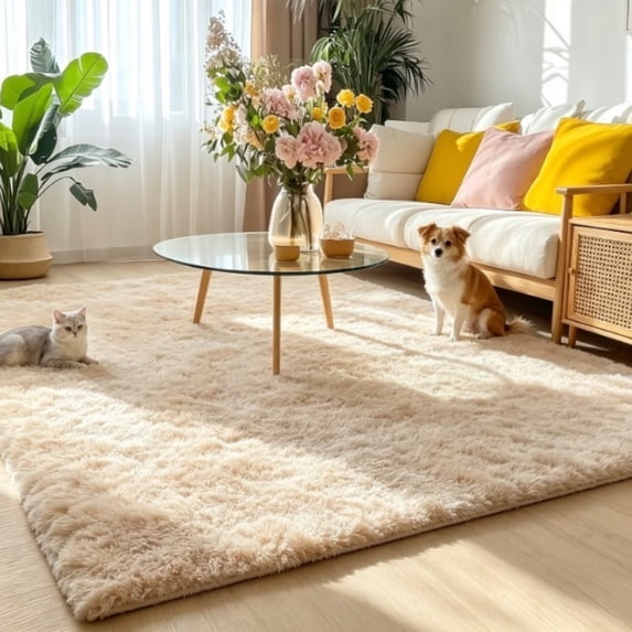 Area Rugs for Living Room Bedroom, Machine Washable 4x5.9 ft Soft Fluffy Shaggy Bedside Rug, Indoor Floor Carpet for Kids Girls and Boys, Dorms, Nursery Rooms, Home Decor Aesthetic