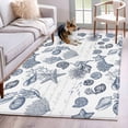 thumbnail image 1 of Area Rugs for Living Room Bedroom, Navy Blue Coastal 4'x6' Rug Washable Carpet Runner Indoor Outdoor, Nautical Starfish Coral Shell Ocean Summer Non Slip Accent Floor Mats Rug for Kitchen, Office, 1 of 8